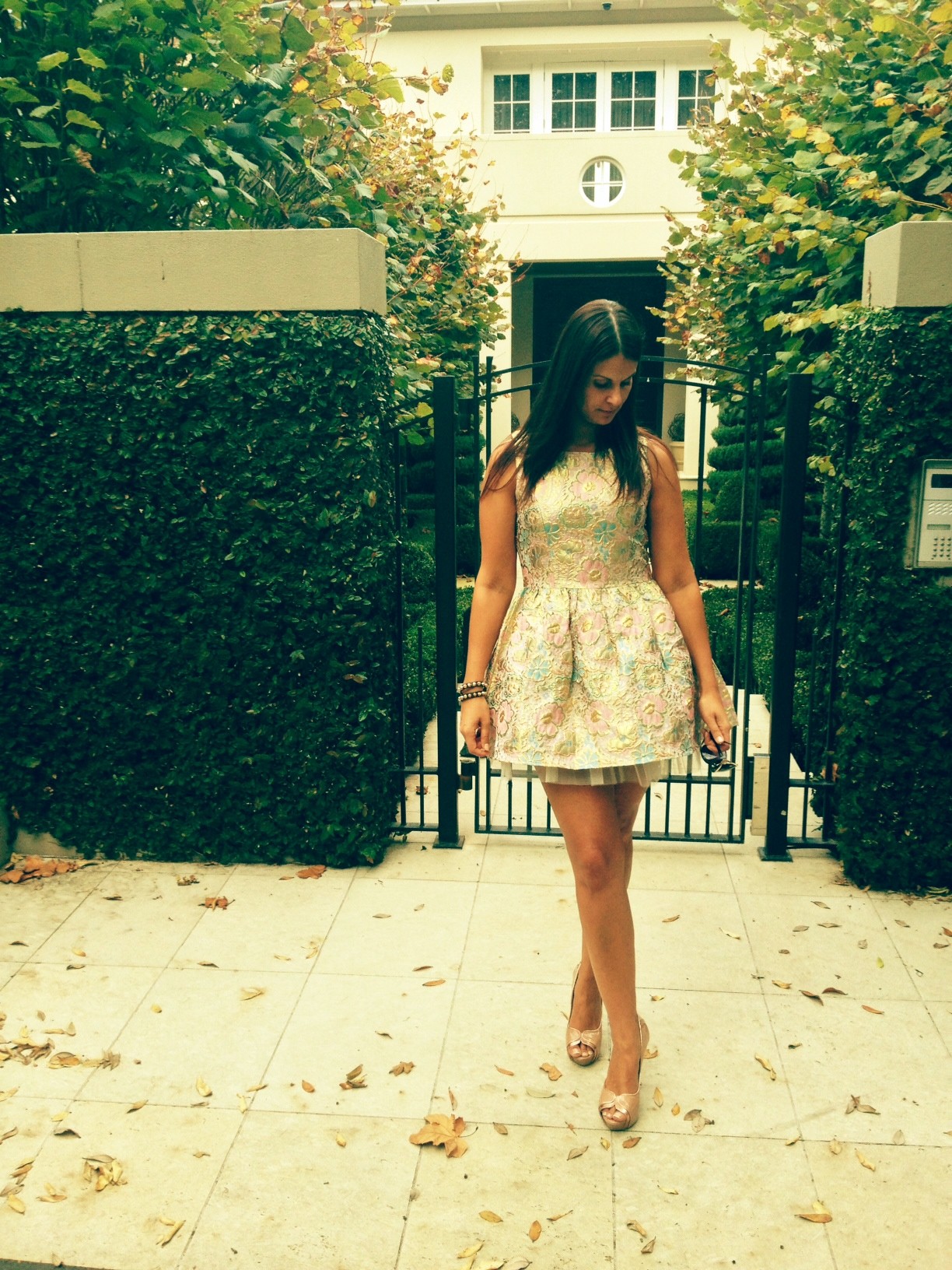 WIWT OOTD boohoo.com Georgia Brocade Flower Dress style blog nz