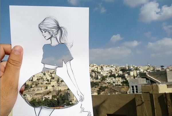 Fashion Illustrator Completes His Designs Using Sunshine, Clouds & Trees